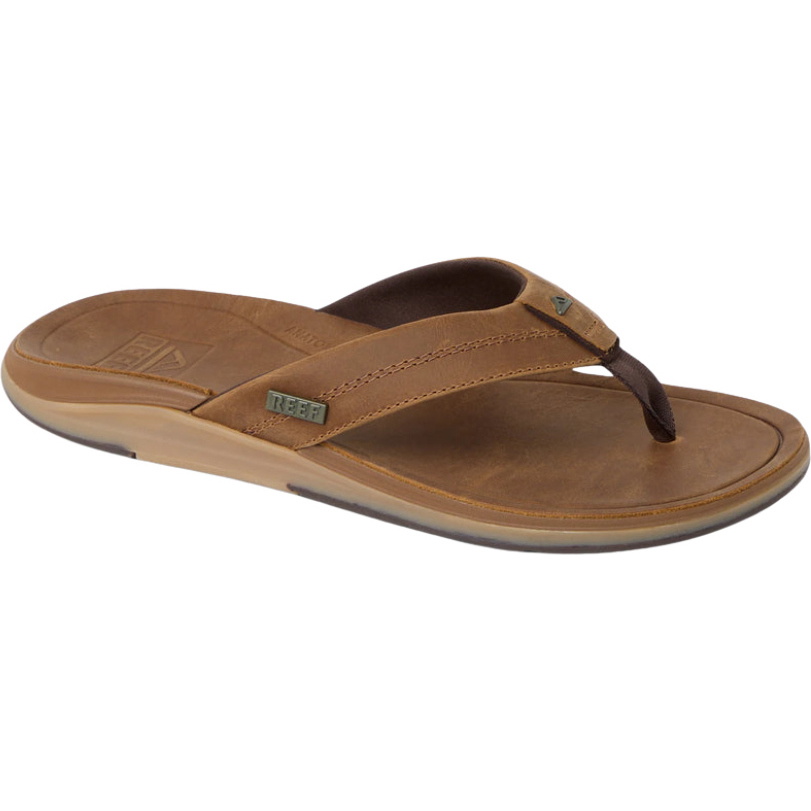 2026 Reef Mens Leather Offshore Flip Flops CJ9057 - Bronze / Brown